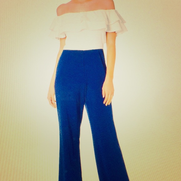StretchCrepe Off The Shoulder Jumpsuit. - Picture 1 of 3